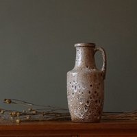 Scheurich Beige Und Braune Mid Century Fat Lava Vase, Westdeutsche Keramik von VintageRetroVases