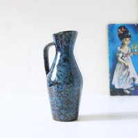 Scheurich Blau Und Dunkelbraun Mid Century Vase, Westdeutsche Keramik von VintageRetroVases