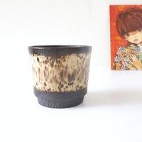 Scheurich Braun Und Beige Mid Century Blumentopf, West German Pottery von VintageRetroVases
