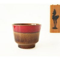 Scheurich Braun Und Rot Mid Century Blumentopf, West Germany Keramik von VintageRetroVases