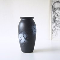 Schwarz-Weiße Vintage Vase Von Bay Keramik von VintageRetroVases