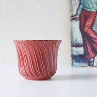 Söndgen Keramik, Roter Vintage Blumentopf, Relief, Dekor, Westdeutsche Keramik von VintageRetroVases