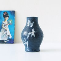 Veb Haldensleben Mid Century Vase, Abstrakt Weiß Dekor, Ddr Keramik von VintageRetroVases