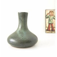 Vintage Blumenvase - West Germany Mid-Century Vase Grünes 70Er-Jahre Dekor von VintageRetroVases