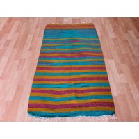 Badeteppich, Blauer Kelimteppich, Geschenkteppich, Vintage Wollteppich, Wandteppich, Türteppich 60cm X 130cm von VintageRugsARISOY