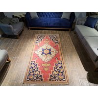 Handgeknüpfter Teppich, Kelim Design Wollteppich, Wohndekor, Orientteppich, 100 cm X 200 von VintageRugsARISOY