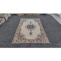 Vintage Oushak Teppich Handgeknüpfter Boho Teppich Aus Wolle | 160x230 cm Vintage Oushak Teppich Handgeknüpfter Boho Teppich Aus Wolle | 160x230 cm von VintageRugsHouse