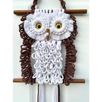 Makramee Eule Wandbehang Home Decor Retro 70S - Braun Und Weiß New Vintage von VintageRunOut