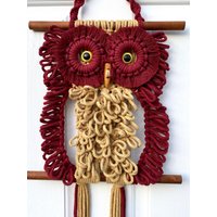 Neue Vintage Makramee Eule Wandbehang Home Decor Retro 70S - Red Owl von VintageRunOut