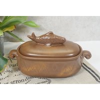 Heringsdose, Heringstopf, Fischterrine, Fischtopf Mit Deckel - Keramik, Braun Heringsdose, Heringstopf, Fischterrine, Fischtopf Mit Deckel - Keramik, Braun von VintageScheune