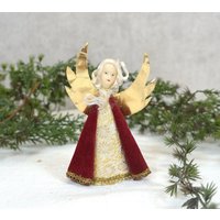 Vintage Weihnachtsschmuck, Baumschmuck, Weihnachts-Ornament - Kleiner Wachsengel, Engel Metall-Folie von VintageScheune