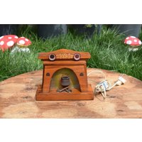 Vintage Holzkamin Nachtlampe Pyrograph Leselicht von VintageShopEU