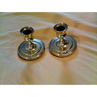 Messing Kerzenhalter Baldwin Kerzenständer Mit Runder Basis/Vintage Paar von VintageShopandNew