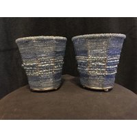 Perlen Kerzenhalter, Topfpflanzen, Blumen Display Dekorative Mehrzweck-Blaue & Silber Basis-Set Mit Zwei Stück von VintageShopandNew