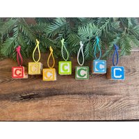 Buchstabe C Vintage Alphabet Block Ornament // Ihre Wahl Initial Zahlen von VintageSilverLining