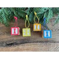 Buchstabe I Vintage Alphabet Block Ornament // Ihre Wahl Initial Zahlen von VintageSilverLining