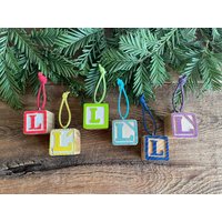 Buchstabe L Vintage Alphabet Block Ornament // Ihre Wahl Initial Zahlen von VintageSilverLining