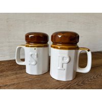 Vintage Brown Drip Style Keramik Salz & Pfefferstreuer // Made in Taiwan Salt Pepper Shaker Set von VintageSilverLining