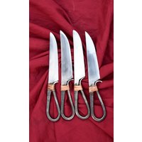 Handgeschmiedetes Mitlse-Messer Im Wikinger-stil | 4Er-Set von VintageSteelCraft
