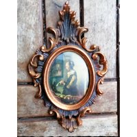 Bezaubernde Kleines Portrait Vintage Bild Mini Wandbild Brokater Rahmen von VintageStorebySteph