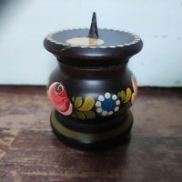 Kleiner Kerzenständer Bauernmalerei Holz Handgefertigter Kerzenhalter von VintageStorebySteph