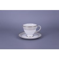 Elegantes Tettau Porzellan Tassen- Und Untertassen-Set Mit Goldstreifen - Vintage Luxus Geschirr von VintageStoryDesign