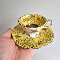 Gelbe Vintage Alka Kunst Bavaria Espressotasse & Untertasse - Deutsches Porzellan Der 1960Er Jahre von VintageStoryDesign