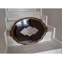 Großes Serviertablett Aus Holz Und Glas Den 1930Er Jahren - Vintage Art Deco Wohndekor 60x40 cm von VintageStoryDesign