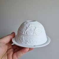 Lladro Porzellan-Lithophanie-Kerzenhalter - Delfin-Design Ausgezeichneter Zustand 12 cm Durchmesser von VintageStoryDesign