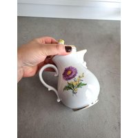 Meissen Porzellan Kaffeekanne Handbemalte Blumen 1960Er Jahre von VintageStoryDesign