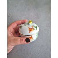 Meissen Porzellan Zuckerdose Handbemalte Blumen 1960Er Jahre von VintageStoryDesign