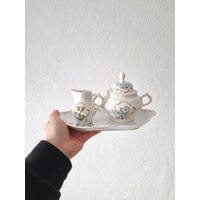 Rosenthal Sanssouci Milchkännchen & Zuckerdose Set Mit Tablett | Deutsches Porzellan Der 1960Er Jahre Elegantes Vintage-Teeservice Ausgezeichneter von VintageStoryDesign