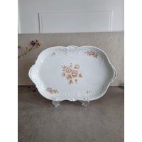 Rosenthal Sanssouci Porzellanplatte, 33 cm Vintage Deutsches Serviertablett, Blumendesign, Sammlerstück China von VintageStoryDesign