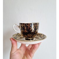 Vintage Royal Grafton Teetasse Und Untertasse - Feines Knochenporzellan Mit Goldenen Blumendetails Sammler-Teeservice von VintageStoryDesign