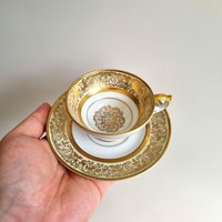 Vintage Tirschenreuth Bavaria Espressotasse Und Untertasse - 22 Karat Gold, 1950Er Jahre von VintageStoryDesign