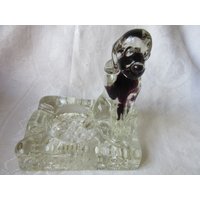 Verkauf Hunde Glas Trinket Tablett - Aschenbecher Schweres Bubble Glas, Vermutlich Französisch, Mcm, Vintage von VintageStuffisGreat