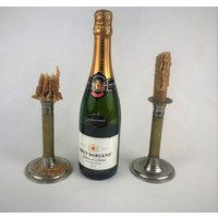 Vintage Brass Candlestick Holders - Set Of 2 | Silver & Gold Tones 17 cm High Classic Design von VintageStyleShopDE