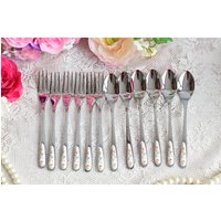 Vintage Löffel Edelstahl Set Versilberung Tee - Und Kaffeelöffel Gabeln von VintageTeaTimeByNiw