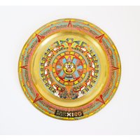 Azteken Sonnenstein Kalender Sammlerstück Messing Platte Wandtafel Native Mexican, Metall Kalender, Azteken von VintageTesorosDiseno