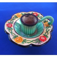 "Schöner "Candlestick" Vintage Maruhon Ware Aus Japan, Handbemalter Kammerkerzenhalter, Circa 1930Er Jahre." von VintageTimeAfterTime