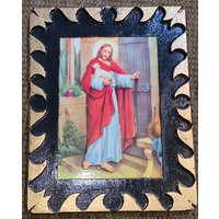 Badass 2-D Holzgerahmtes Bild Von Jesus Christus Mit Lamm von VintageTinkerInk