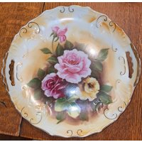 Wunderschöne Handbemalte Rosa Und Gelbe Rosen 8-1/2" Porzellan Teller von VintageTinkerInk