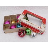 Vintage Mid-Century Merkur Glas Weihnachtskugeln Ornamente Dekorationen Original Box von VintageJoyForAll