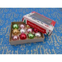 Vintage Mid-Century Merkur Glas Weihnachtskugeln Ornamente Dekorationen Original Box von VintageJoyForAll
