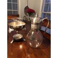 Antik Silber Vergoldete Karaffe Krug Stand Leichtfüßig Formale Esszimmer Servieren von VintageTreasureHall