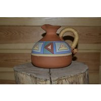 Vintage Original Handgemachter Roter Ton Wasserkrug - Weinkrug Wassertragegefäß Krug Küchenkunst von VintageUSSRStore