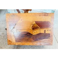 Sehr Altes Holzkästchen Mit Spiegel, Schmuckkästchen Intarsien von VintageVonPetra