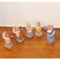 Vintage Holz Figuren Seiffen Erzgebirge Petrus Mit Engelkapelle Engelchen Deko Nostalgie Werkstatt Leichsenring von VintageAhoi