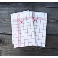 1 Antikes Leinen Geschirrtuch Mit Eb Monogramm 40Er Jahre von VintageWorkingBasket