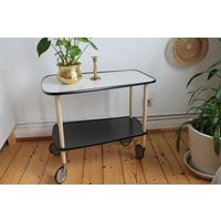 Servierwagen, Barwagen, Resopal, Vintage, 60-Er-Jahre, Schwarz-Weiß von VintageWundertuete